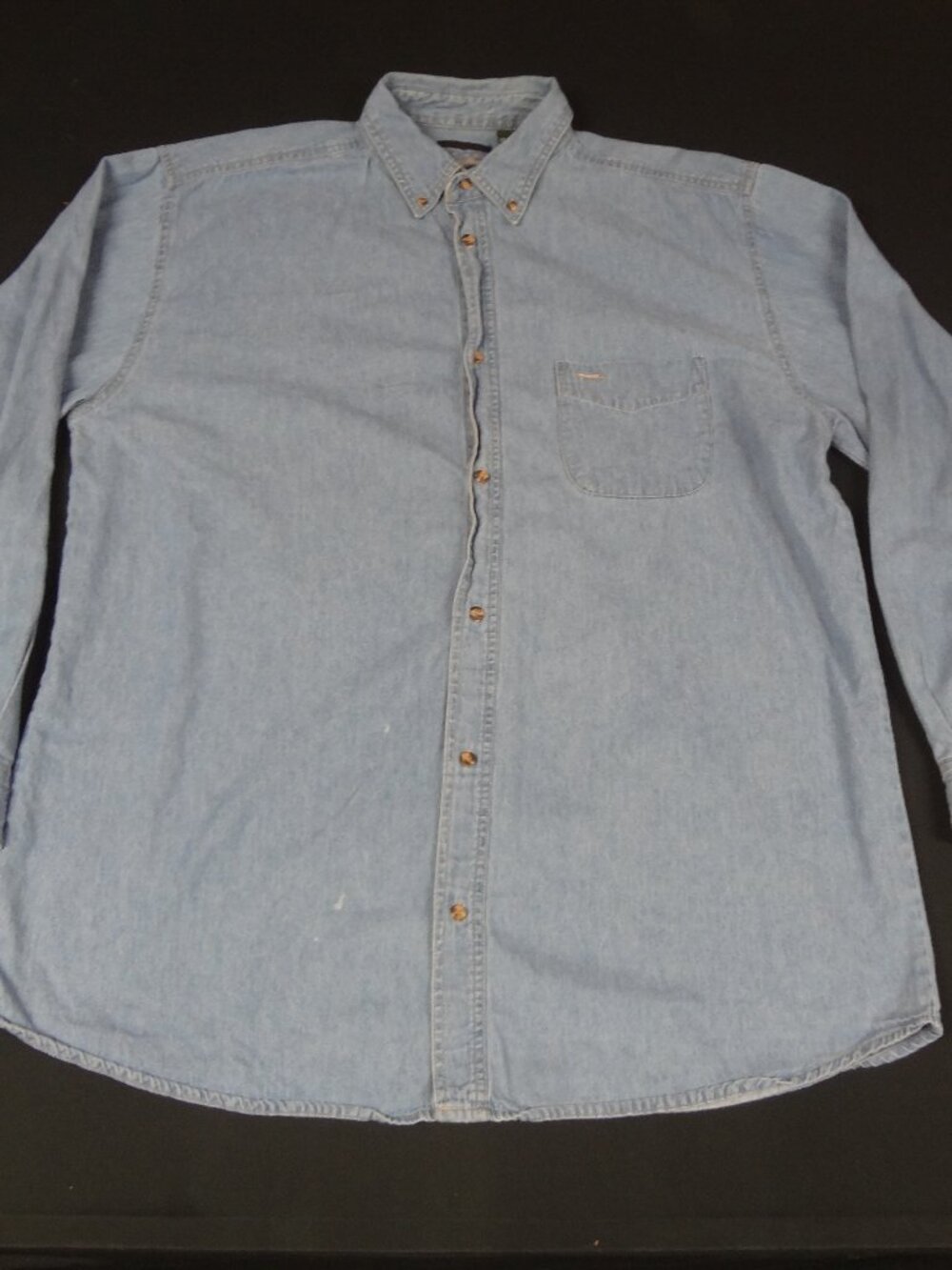 VINTAGE SANDY RIVER BUTTON UP LONG SLEEVE DENIM LIGHT BLUE XLT SHIRT L618